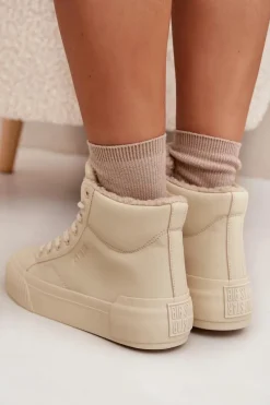 Big Star Shoes Ocieplane Trampki Damskie Na Platformie Big Star OO274795 Beżowe Beżowy