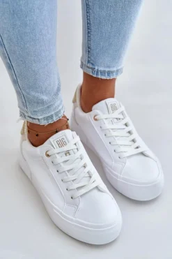 Best Ocieplane Trampki Damskie Na Platformie Big Star OO274A452 Białe Damskie Trampki Damskie Big Star|Trampki Damskie Niskie