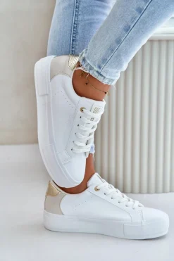 Best Ocieplane Trampki Damskie Na Platformie Big Star OO274A452 Białe Damskie Trampki Damskie Big Star|Trampki Damskie Niskie