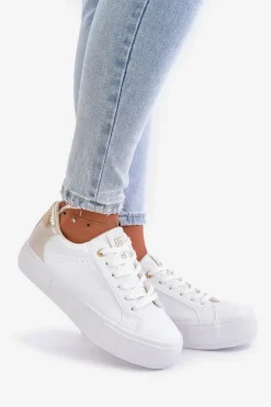 Best Ocieplane Trampki Damskie Na Platformie Big Star OO274A452 Białe Damskie Trampki Damskie Big Star|Trampki Damskie Niskie