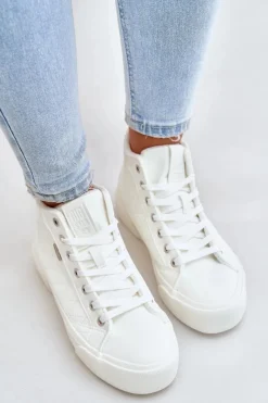 Hot Big Star Shoes Ocieplane Trampki Damskie Z Przeszyciami Big Star OO274A479 Białe Biały