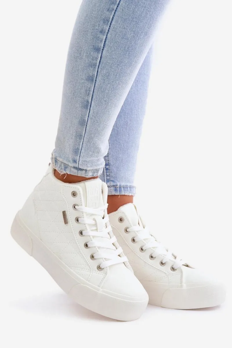 Hot Big Star Shoes Ocieplane Trampki Damskie Z Przeszyciami Big Star OO274A479 Białe Biały