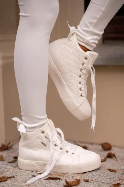 Hot Big Star Shoes Ocieplane Trampki Damskie Z Przeszyciami Big Star OO274A479 Białe Biały