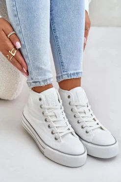 Hot Big Star Shoes Ocieplane Trampki Damskie Na Platformie OO274A473 Białe Biały