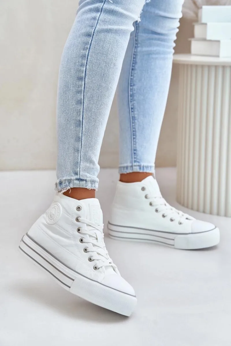 Hot Big Star Shoes Ocieplane Trampki Damskie Na Platformie OO274A473 Białe Biały