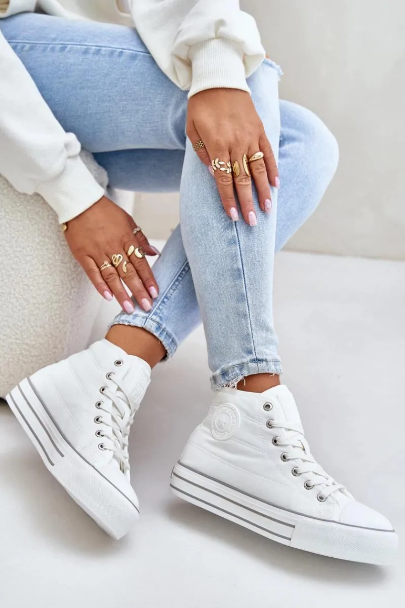 Hot Big Star Shoes Ocieplane Trampki Damskie Na Platformie OO274A473 Białe Biały