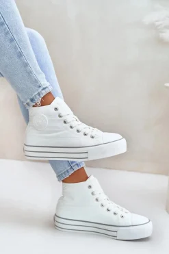 Hot Big Star Shoes Ocieplane Trampki Damskie Na Platformie OO274A473 Białe Biały