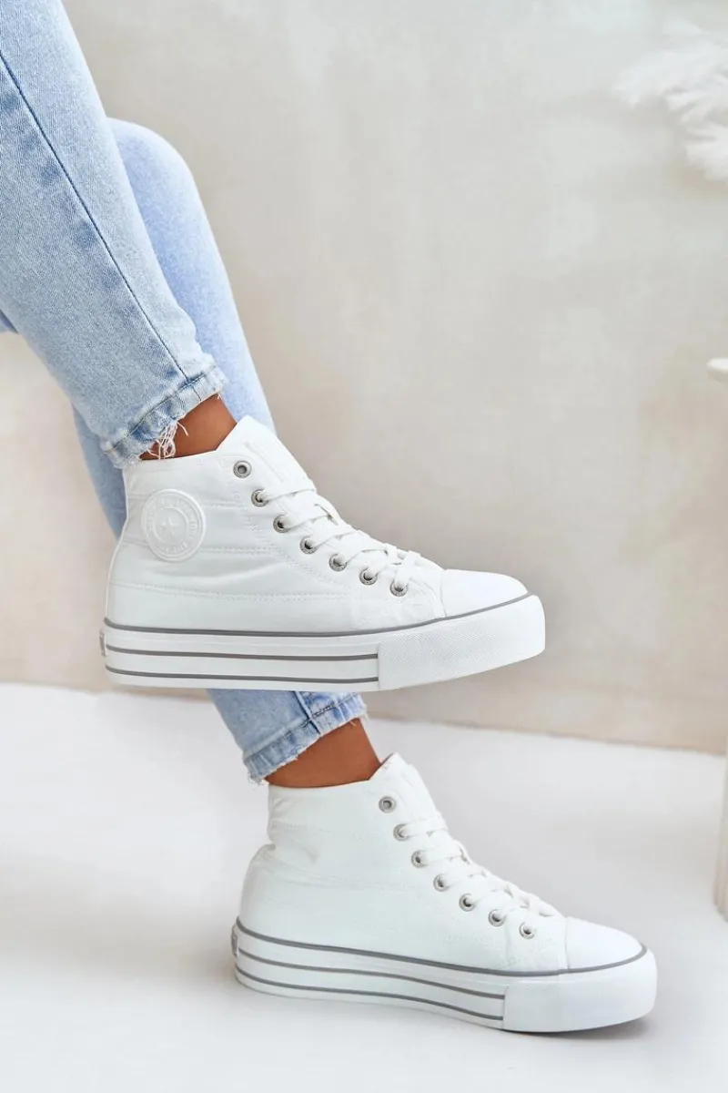 Hot Big Star Shoes Ocieplane Trampki Damskie Na Platformie OO274A473 Białe Biały