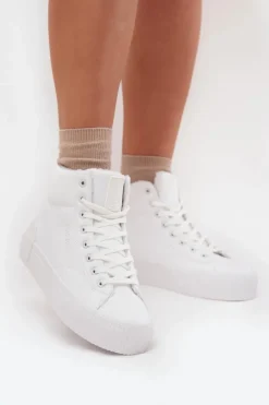 Best Ocieplane Trampki Damskie Na Platformie Big Star OO274794 Białe Damskie Trampki Ocieplane|Trampki Damskie Big Star