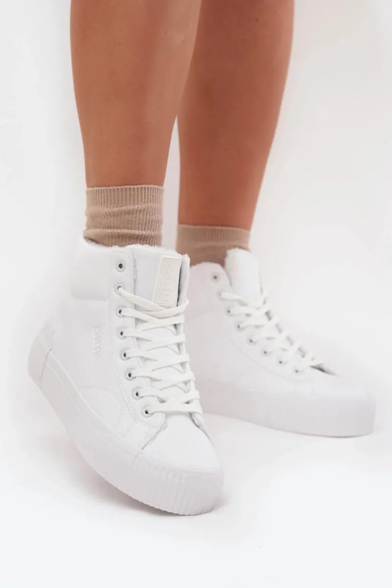 Best Ocieplane Trampki Damskie Na Platformie Big Star OO274794 Białe Damskie Trampki Ocieplane|Trampki Damskie Big Star