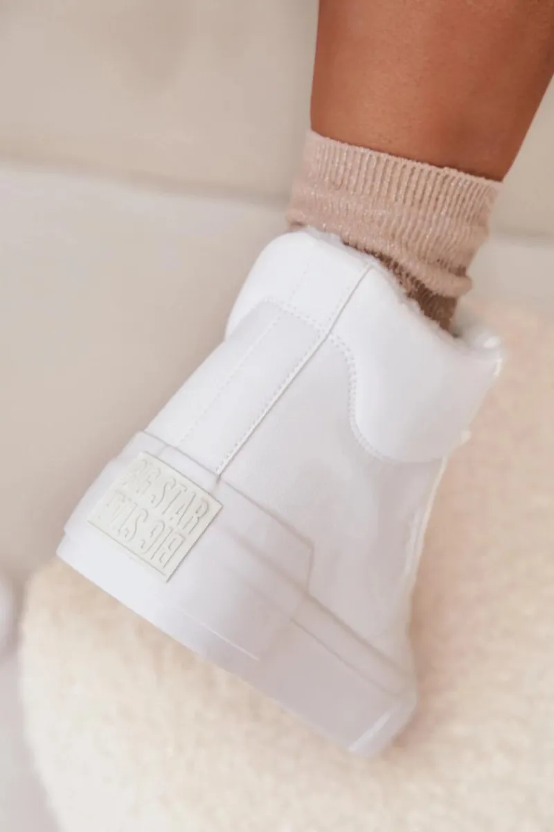 Best Ocieplane Trampki Damskie Na Platformie Big Star OO274794 Białe Damskie Trampki Ocieplane|Trampki Damskie Big Star