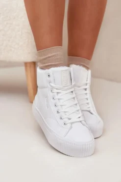 Best Ocieplane Trampki Damskie Na Platformie Big Star OO274794 Białe Damskie Trampki Ocieplane|Trampki Damskie Big Star
