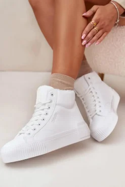 Best Ocieplane Trampki Damskie Na Platformie Big Star OO274794 Białe Damskie Trampki Ocieplane|Trampki Damskie Big Star