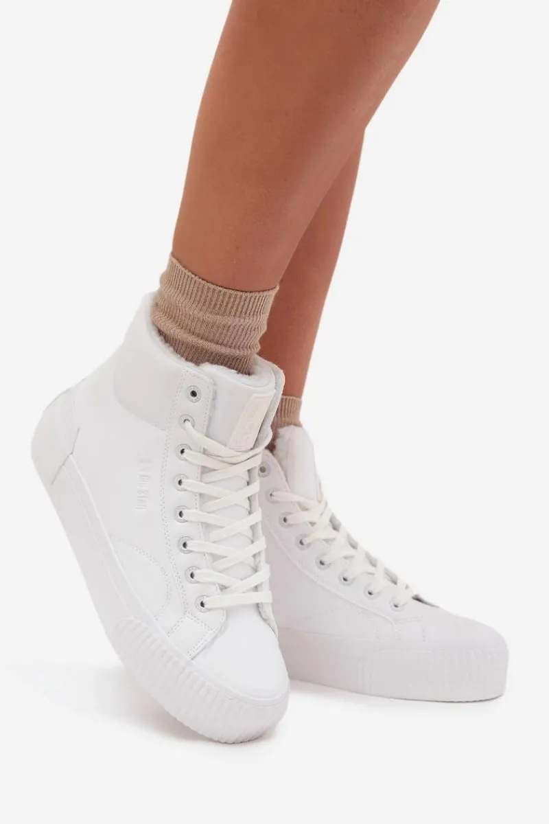 Best Ocieplane Trampki Damskie Na Platformie Big Star OO274794 Białe Damskie Trampki Ocieplane|Trampki Damskie Big Star