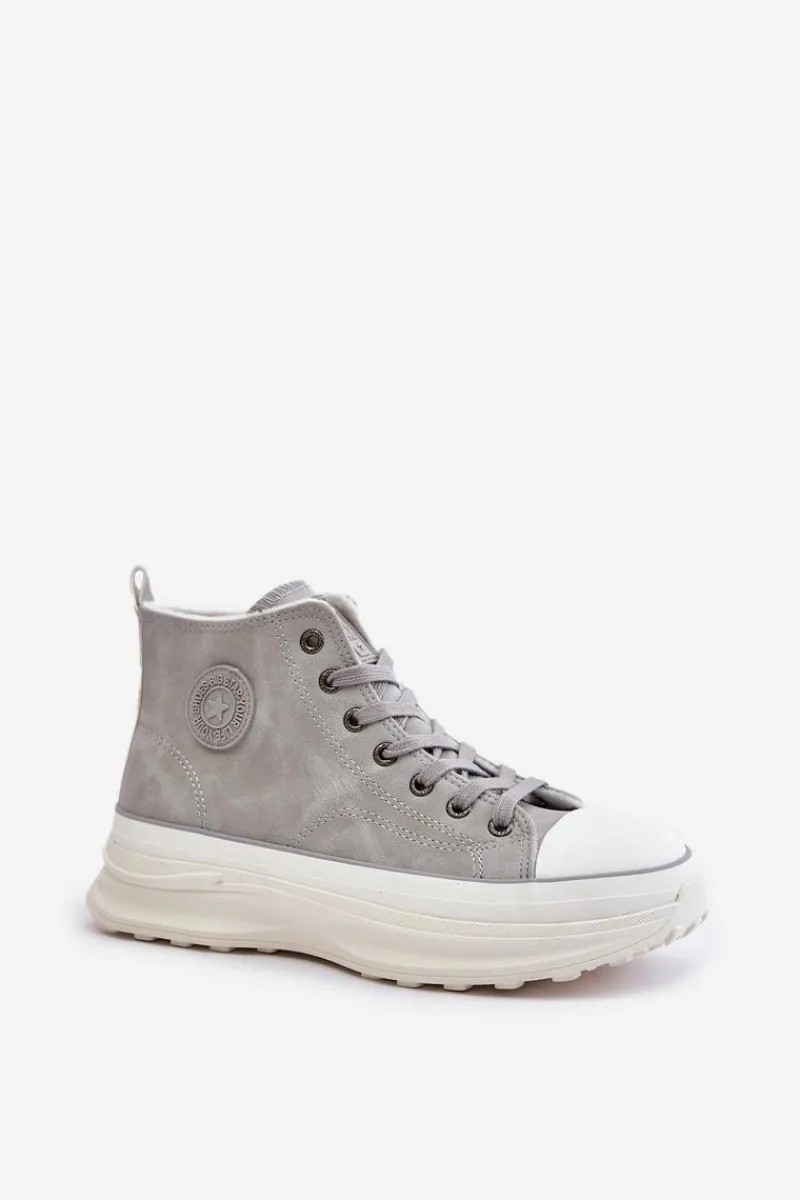 Sale Ocieplane Trampki Damskie Na Platformie Big Star OO274073 Szare Damskie Trampki Ocieplane|Trampki Damskie Big Star