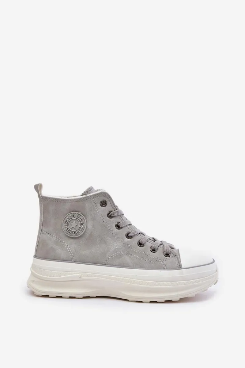 Sale Ocieplane Trampki Damskie Na Platformie Big Star OO274073 Szare Damskie Trampki Ocieplane|Trampki Damskie Big Star