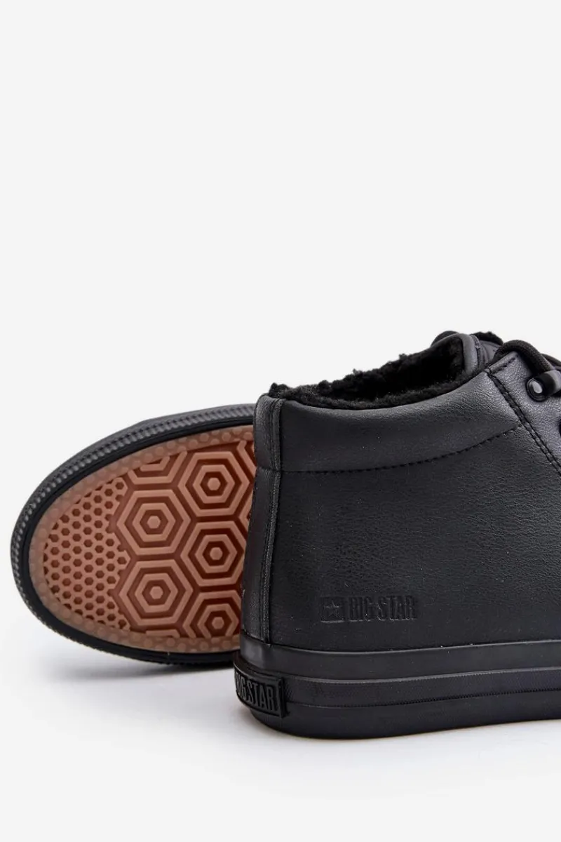 Big Star Shoes Ocieplane Trampki Męskie Z Eko Skóry Big Star OO174607 Czarne