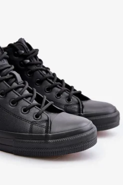 Big Star Shoes Ocieplane Trampki Męskie Z Eko Skóry Big Star OO174607 Czarne