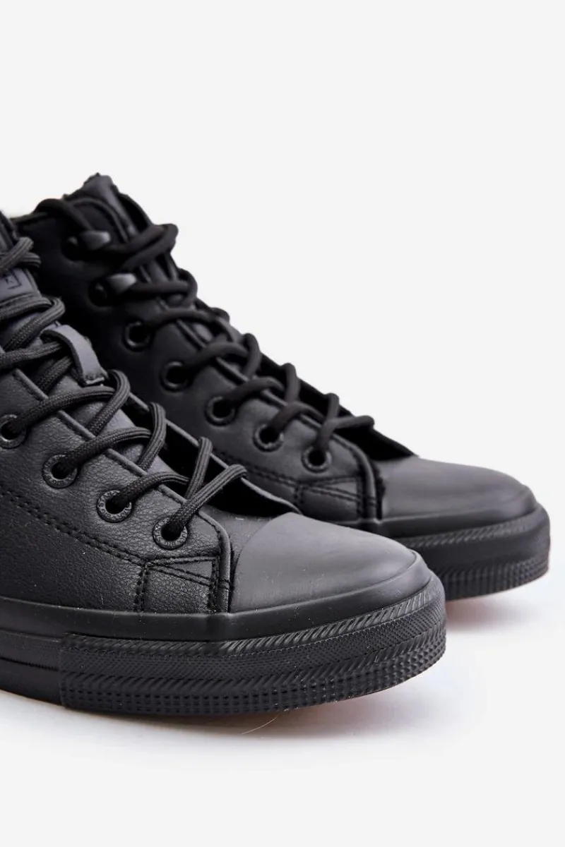 Big Star Shoes Ocieplane Trampki Męskie Z Eko Skóry Big Star OO174607 Czarne