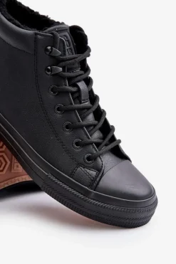 Big Star Shoes Ocieplane Trampki Męskie Z Eko Skóry Big Star OO174607 Czarne