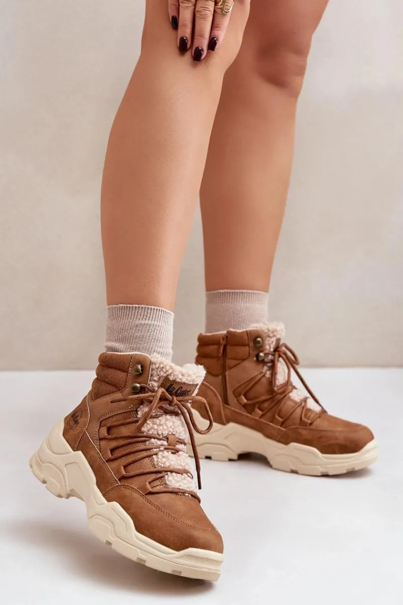 Trekkingowe Damskie|Botki Ocieplane>Lee Cooper Ocieplane Trapery Damskie LCJ-24-03-3061L Brązowe Brązowy