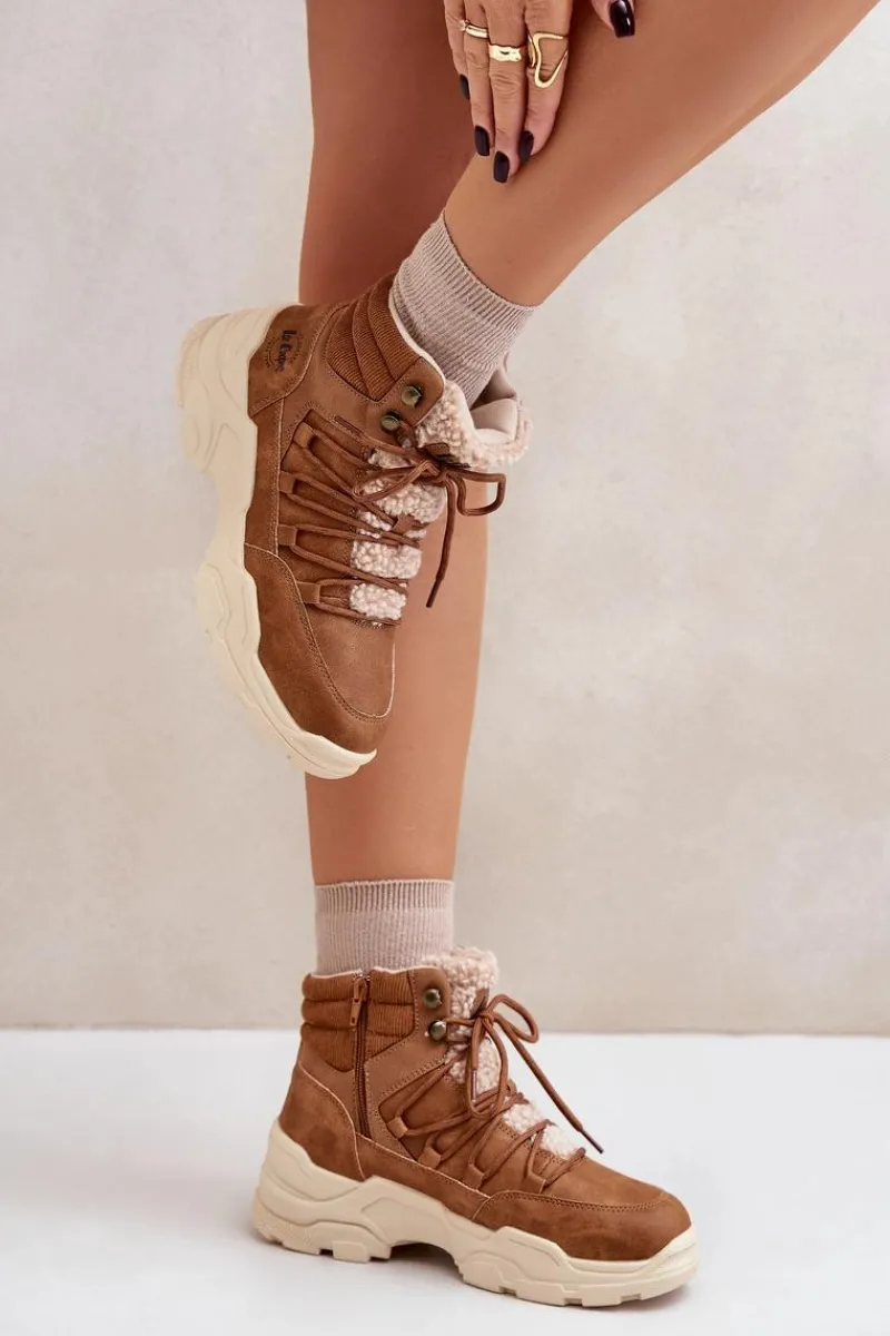 Trekkingowe Damskie|Botki Ocieplane>Lee Cooper Ocieplane Trapery Damskie LCJ-24-03-3061L Brązowe Brązowy