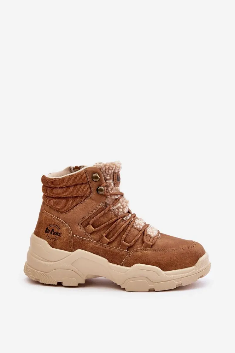 Trekkingowe Damskie|Botki Ocieplane>Lee Cooper Ocieplane Trapery Damskie LCJ-24-03-3061L Brązowe Brązowy