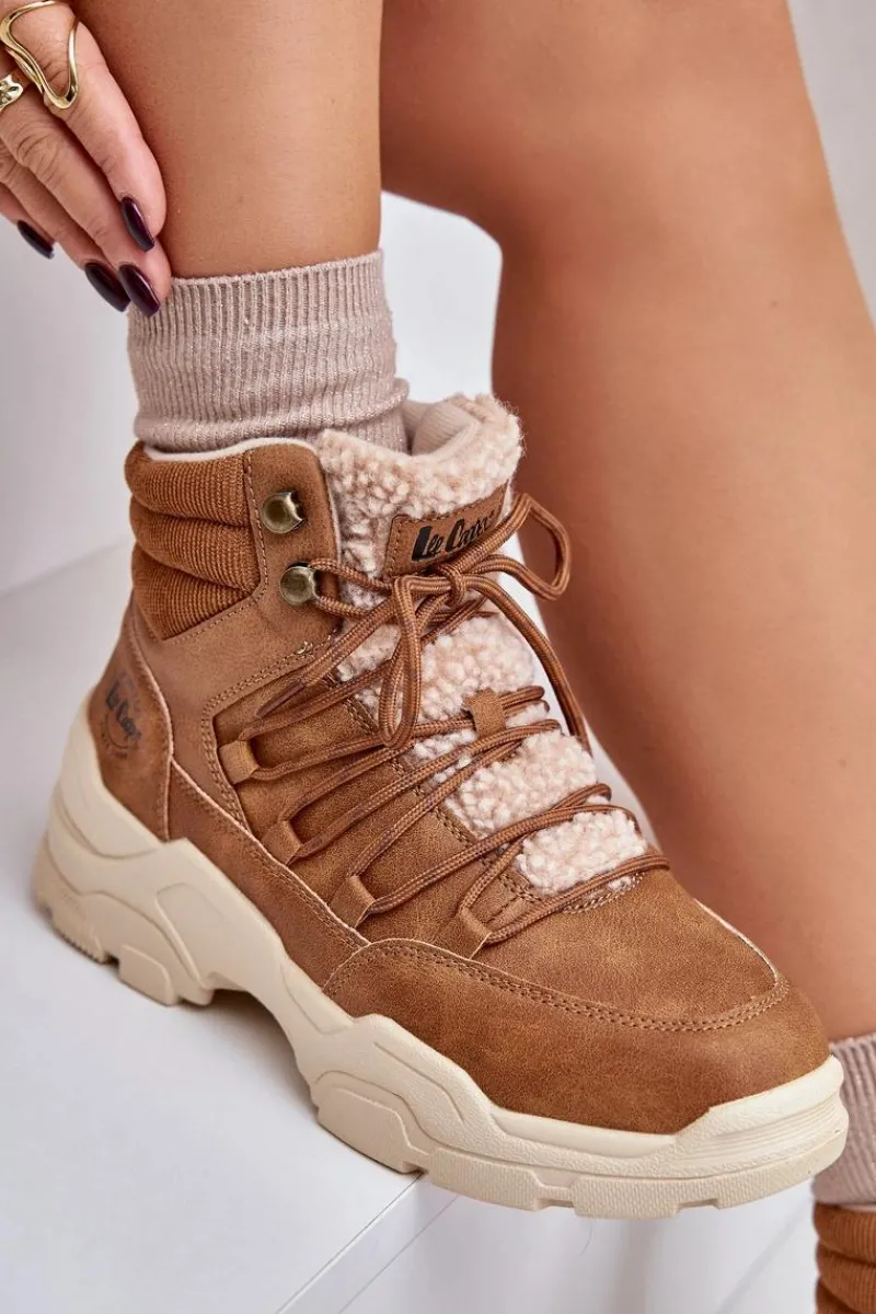 Trekkingowe Damskie|Botki Ocieplane>Lee Cooper Ocieplane Trapery Damskie LCJ-24-03-3061L Brązowe Brązowy