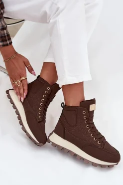 Clearance Ocieplane Trapery Damskie Na Platformie Brązowe Marivira Damskie Botki Ocieplane|Damskie Trapery