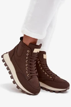 Clearance Ocieplane Trapery Damskie Na Platformie Brązowe Marivira Damskie Botki Ocieplane|Damskie Trapery
