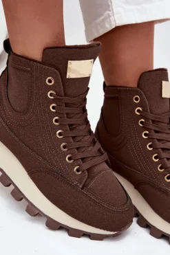 Clearance Ocieplane Trapery Damskie Na Platformie Brązowe Marivira Damskie Botki Ocieplane|Damskie Trapery