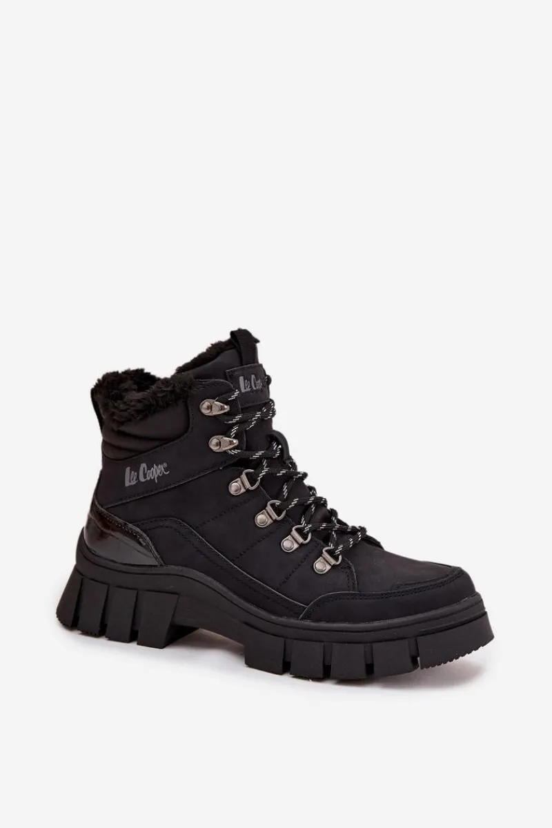 Trekkingowe Damskie|Botki Ocieplane>Lee Cooper Ocieplane Trapery Damskie LCJ-25-31-3911 Czarne Czarny