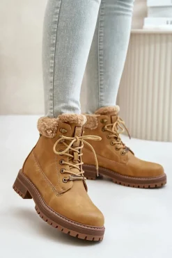 Outlet Big Star Shoes Ocieplane Trapery Damskie Big Star OO274A285 Camel Brązowy