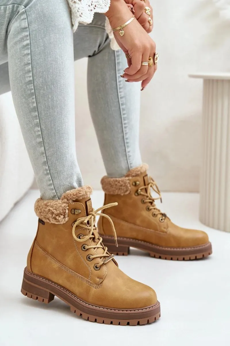 Outlet Big Star Shoes Ocieplane Trapery Damskie Big Star OO274A285 Camel Brązowy