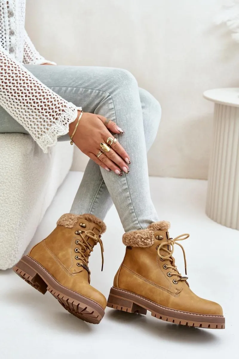 Outlet Big Star Shoes Ocieplane Trapery Damskie Big Star OO274A285 Camel Brązowy