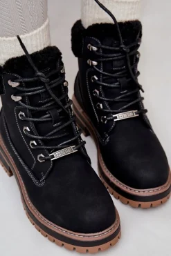 Botki Ocieplane|Damskie Trapery></noscript>Big Star Shoes Ocieplane Trapery Damskie Big Star OO274A287 Czarne Czarny