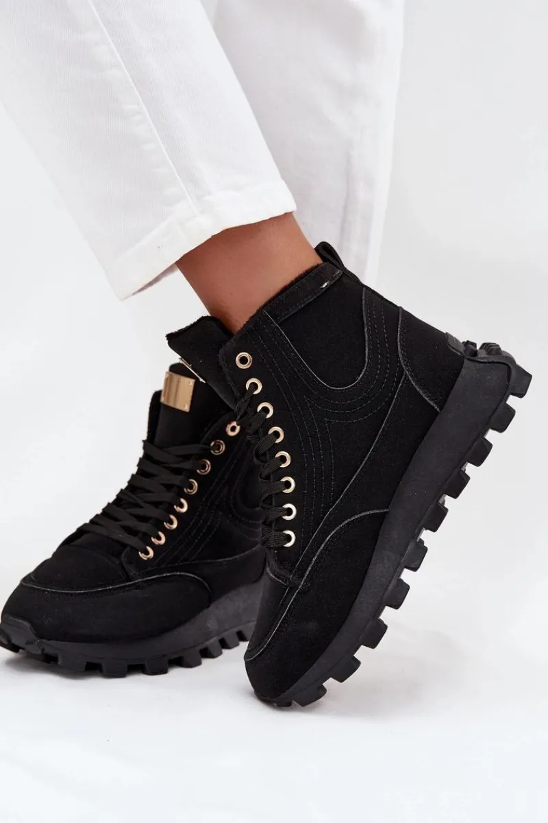 Botki Ocieplane|Damskie Trapery>Boto Ocieplane Trapery Damskie Na Platformie Czarne Marivira Czarny