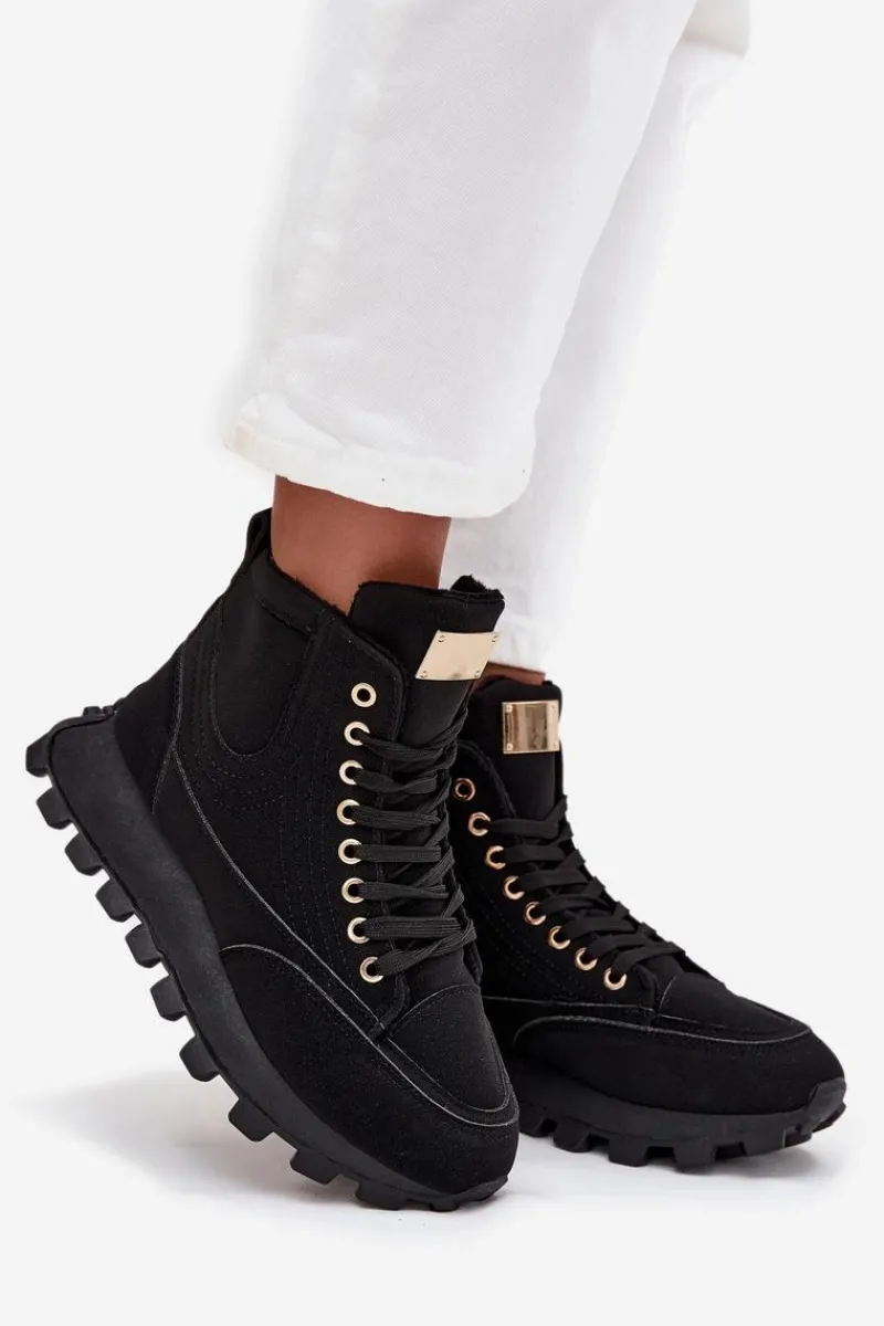 Botki Ocieplane|Damskie Trapery>Boto Ocieplane Trapery Damskie Na Platformie Czarne Marivira Czarny