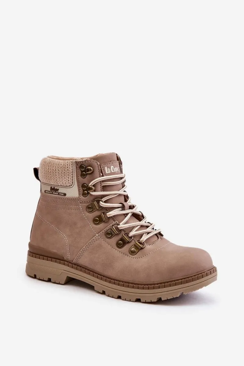 Trekkingowe Damskie|Botki Ocieplane>Lee Cooper Ocieplane Trapery Damskie LCJ-24-03-3042 Ciemnobeżowe Beżowy