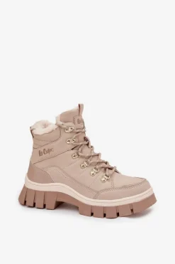 Discount Ocieplane Trapery Damskie LCJ-25-31-3910 Beżowe Damskie Trekkingowe Damskie|Botki Ocieplane