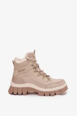 Discount Ocieplane Trapery Damskie LCJ-25-31-3910 Beżowe Damskie Trekkingowe Damskie|Botki Ocieplane