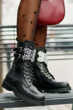 Outlet Boto Ocieplane Workery Botki Z Ozdobnym Paskiem I Klamrami Czarne Viveria