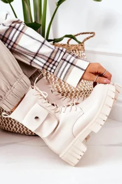 Sale Boto Ocieplane Workery Z Kieszenią Beżowe Awesome