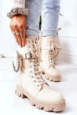 Outlet Boto Ocieplane Workery Z Nerką Beżowe Look At Me