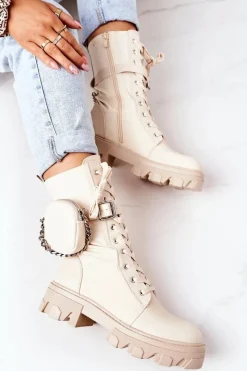 Outlet Boto Ocieplane Workery Z Nerką Beżowe Look At Me