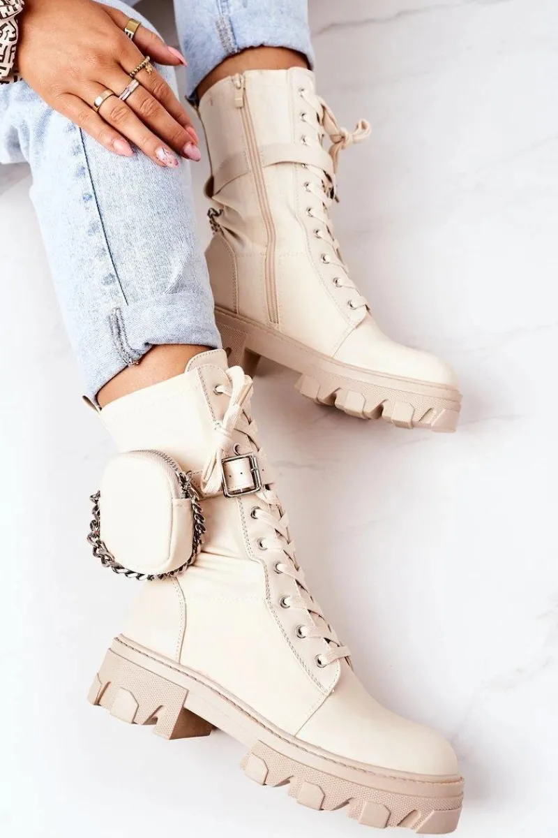 Outlet Boto Ocieplane Workery Z Nerką Beżowe Look At Me