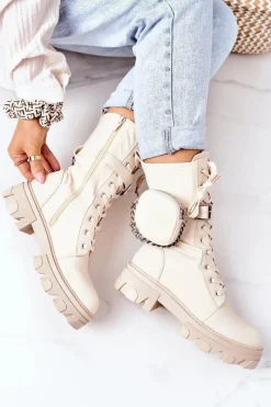 Outlet Boto Ocieplane Workery Z Nerką Beżowe Look At Me