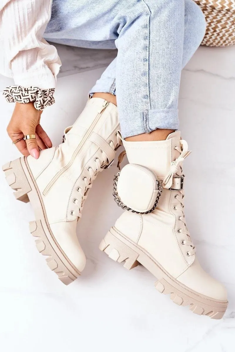 Outlet Boto Ocieplane Workery Z Nerką Beżowe Look At Me