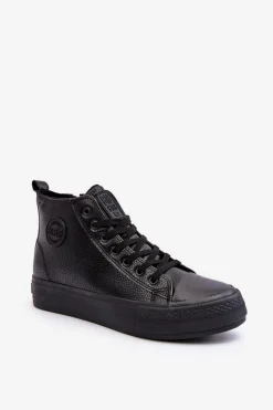 Discount Big Star Shoes Ocieplane Wysokie Trampki Męskie Na Suwak Czarne Big Star MM174065