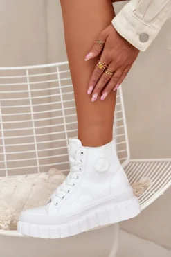 Hot Ocieplane Wysokie Trampki Damskie Na Platformie Zamek Białe Sarira Damskie Trampki Ocieplane|Trampki Damskie Wysokie